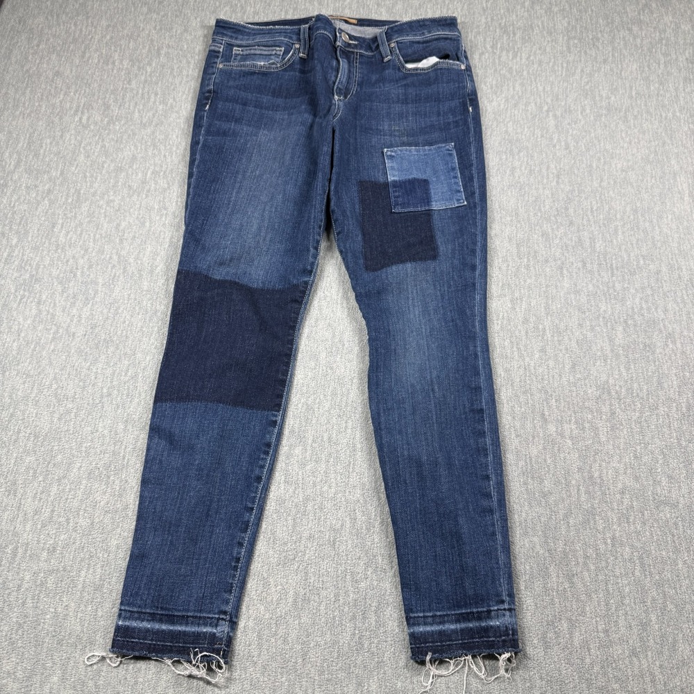 Joe's Jeans Womens 30 Blue Skinny Ankle Denim Patchwork Raw Hem Distressed